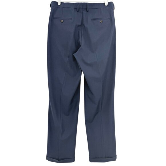 Haggar Men's Premium Comfort Classic Fit Pleated Front Navy Dress Pants 34x32 - Picture 2 of 11